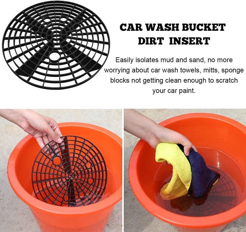 Yourkar 2 PCS Car Wash Bucket Inserts, Plastic Vehicle Wash Bucket Insert Detail Grit Trap, Auto Wash Dirt Collectors Fits 12 Inch Diameter Bucket, Universal Car Accessories (Black+Blue, 2PCS) - Image 3